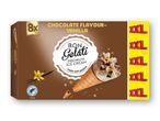 Chokolade- og vaniljeisvafler i en pakke med 8, mærket XXL.