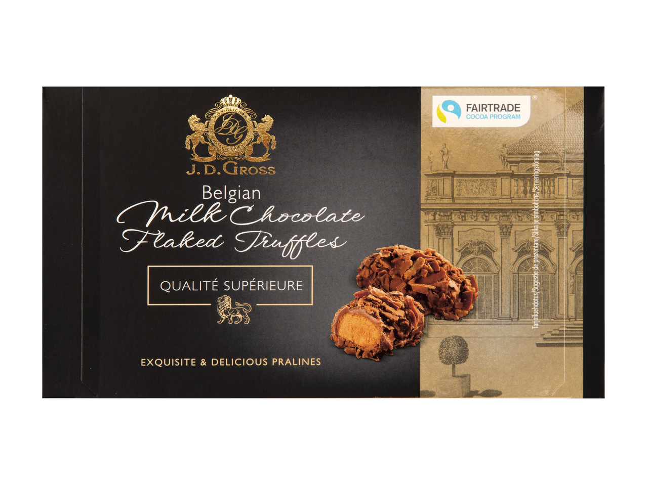 Trufe belgiene J.D. Gross cu ciocolată cu lapte, calitate superioară.