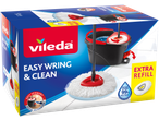 Conjunto de limpeza Vileda Easy Wring & Clean com balde e esfregona, inclui recarga.