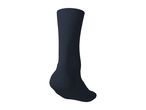 A single dark blue crew sock shown from the side against a white background