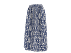 Saia Midi Esmara com padrão ikat azul e branco
