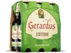 Gerardus Lentebok bier 6-pack met een glas-in-lood monnik ontwerp.