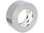 A roll of silver 3M duct tape with visible branding and address details on the inner core.