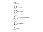 Assortment of screw-in hooks and rings in various sizes.