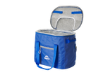 CRIVIT blue cool bag with open lid, showing the insulated interior.
