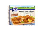 Mini schnitzels de frango empanados Alpen Fest style, prontos para fritar.