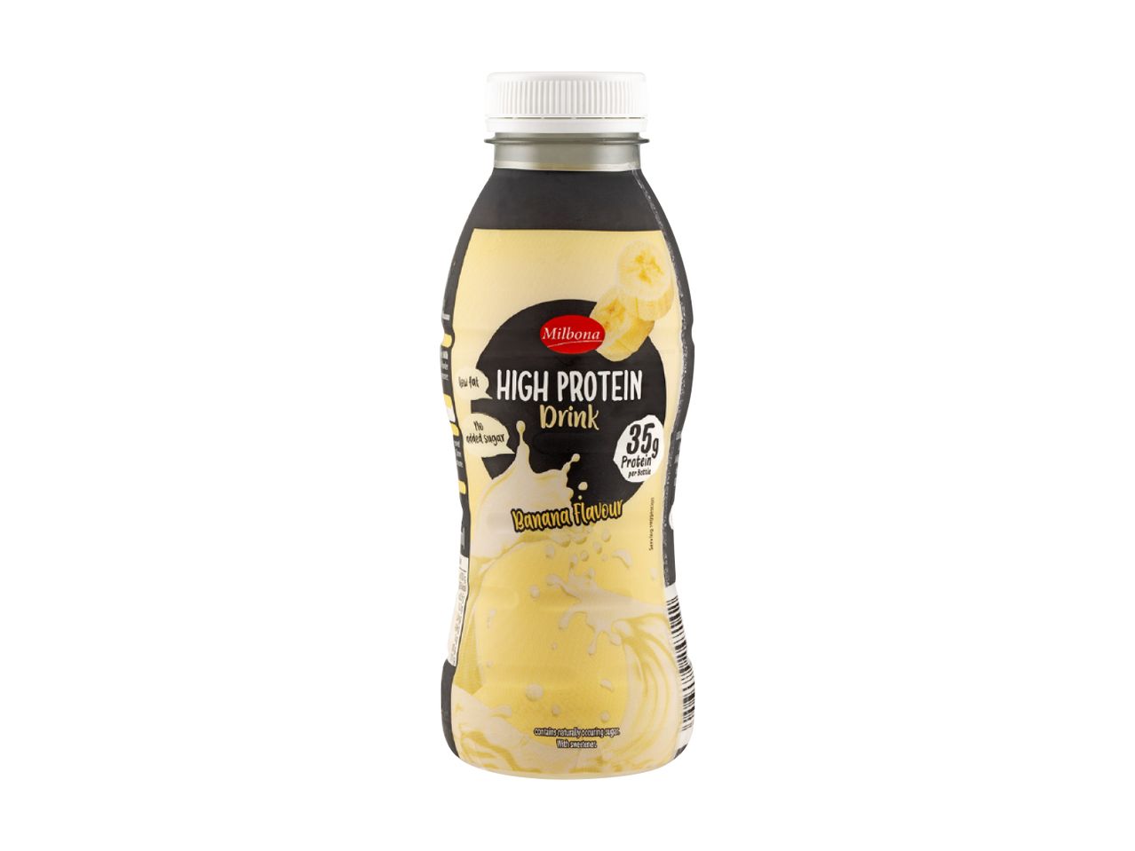 Milbona high protein drink, banana flavour.