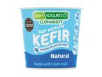 A light blue tub of natural kefir yogurt with 'Gut Health' and '16 Strains of Live Cultures' on the label, highlighting 0% fat, high protein, and calcium.