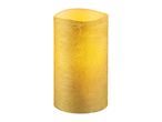 Golden LED pillar candle with a textured, wax-like finish