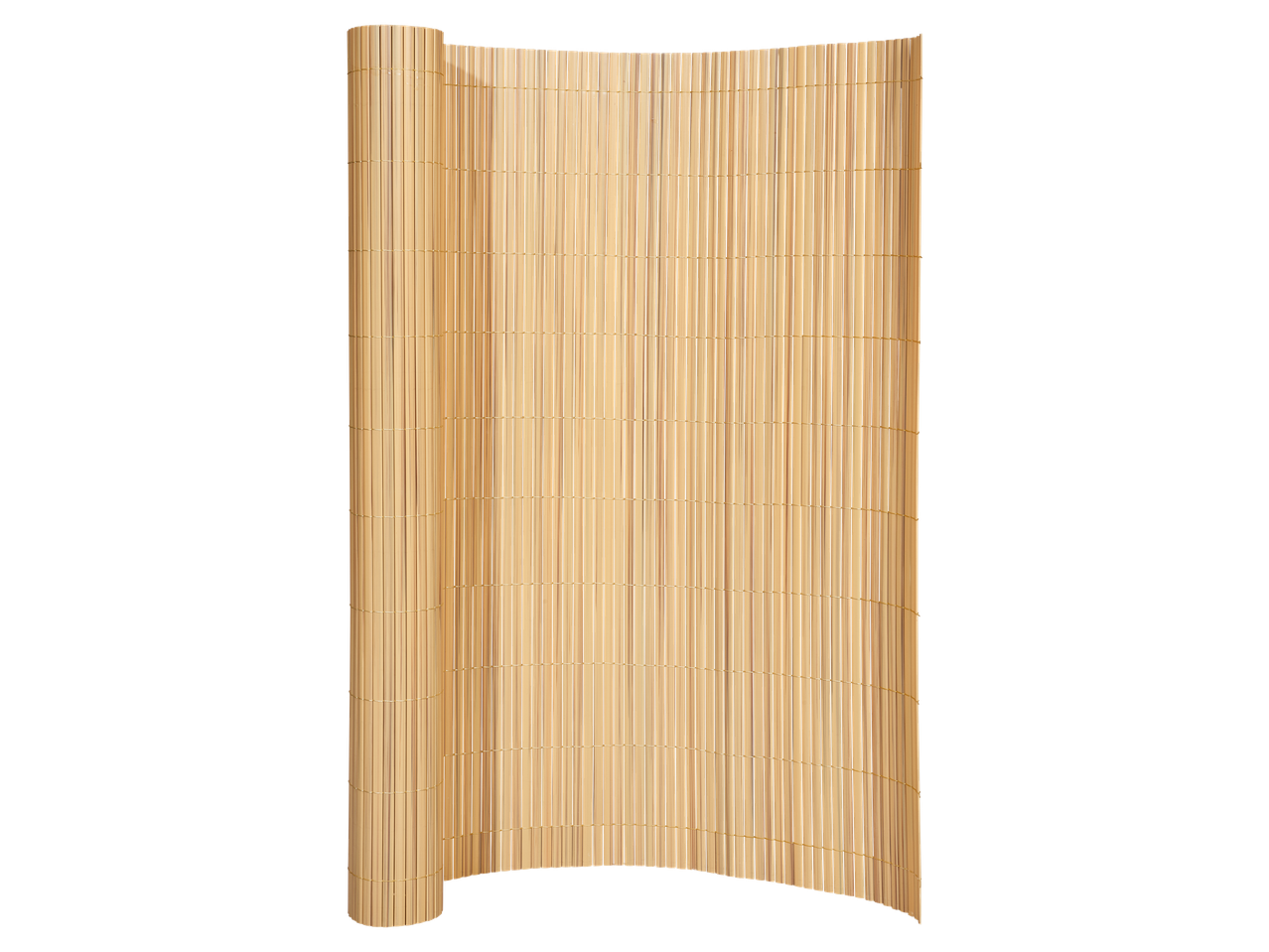 Covoraș rulat din trestie de bambus natural, ideal pentru garduri sau decorațiuni.