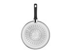 Tefal frying pan with a black handle, showing the stainless steel induction base.