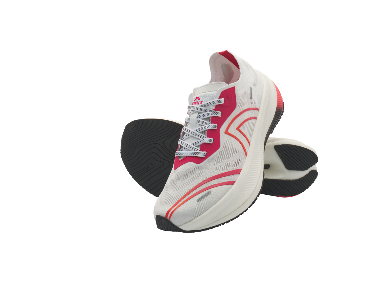 CRIVIT Ladies' Running Shoes in white and pink, with black and white laces.