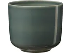 Blauwgroene keramische pot.