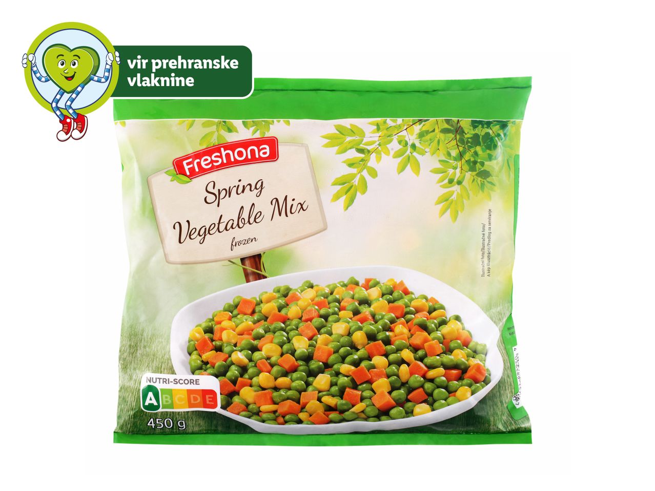 Mešanica zamrznjene zelenjave Freshona Spring Vegetable Mix.