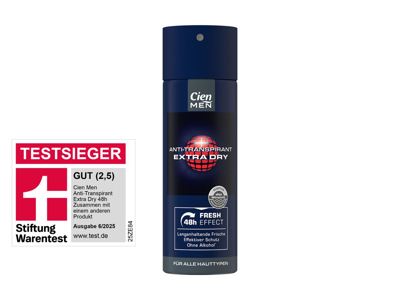 Cien Men Anti-Transpirant Extra Dry 48h, von Stiftung Warentest getestet.