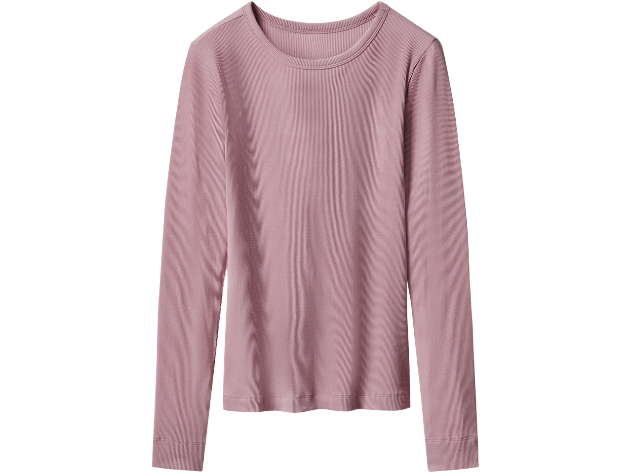 Дамска рипсена блуза Esmara в розов цвят с дълги ръкави.