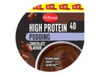 Milbona Pudim proteico de chocolate com 40g de proteína, sem açúcares adicionados, baixo teor de gordura e sem lactose.