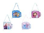 Fire børnemadkasser med forskellige tegneseriefigurer: Paw Patrol, Gabby's Dollhouse, Frost og Stitch.