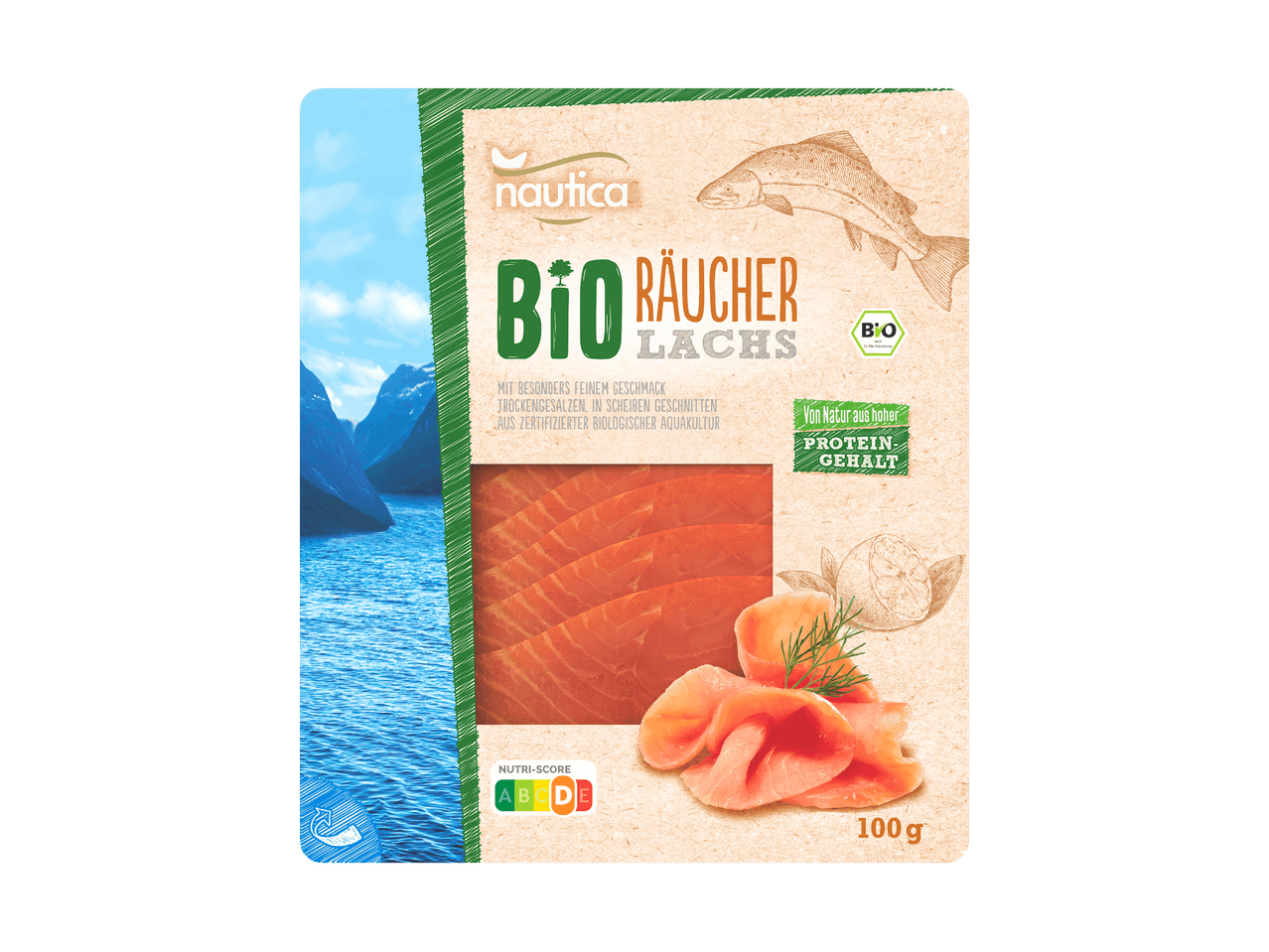 Bio-Lachsfilet von Naturata in Verpackung.