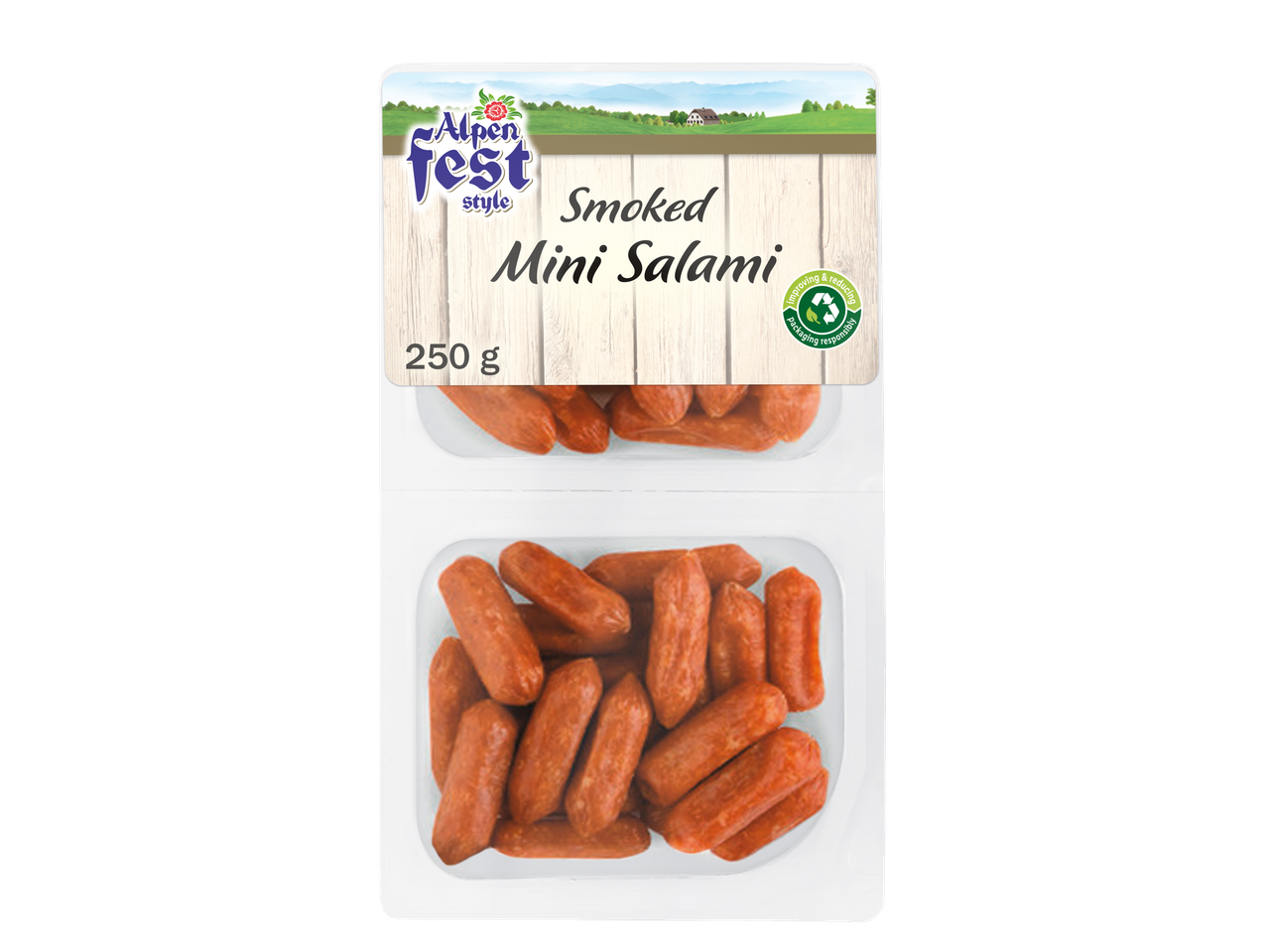 Alpen Fest stila kūpinātas mini salami, 250 g.