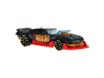 Hot Wheels Toy Car Assortment: Black dragster with red base and yellow flame decals.