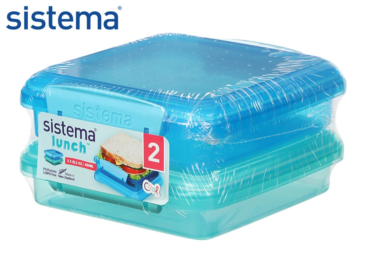 Two blue Sistema Lunch boxes.