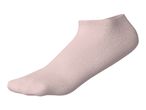 Single light pink ankle sock, made from a ribbed knit fabric, shown on a white background.