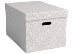 Caixa de arquivo Von Leitz com padrão geométrico cinza e branco