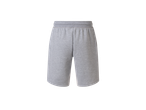 Shorts de moletom cinza com cintura elástica.