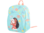 Light blue Moana backpack with Pua the pig, floral and shell patterns