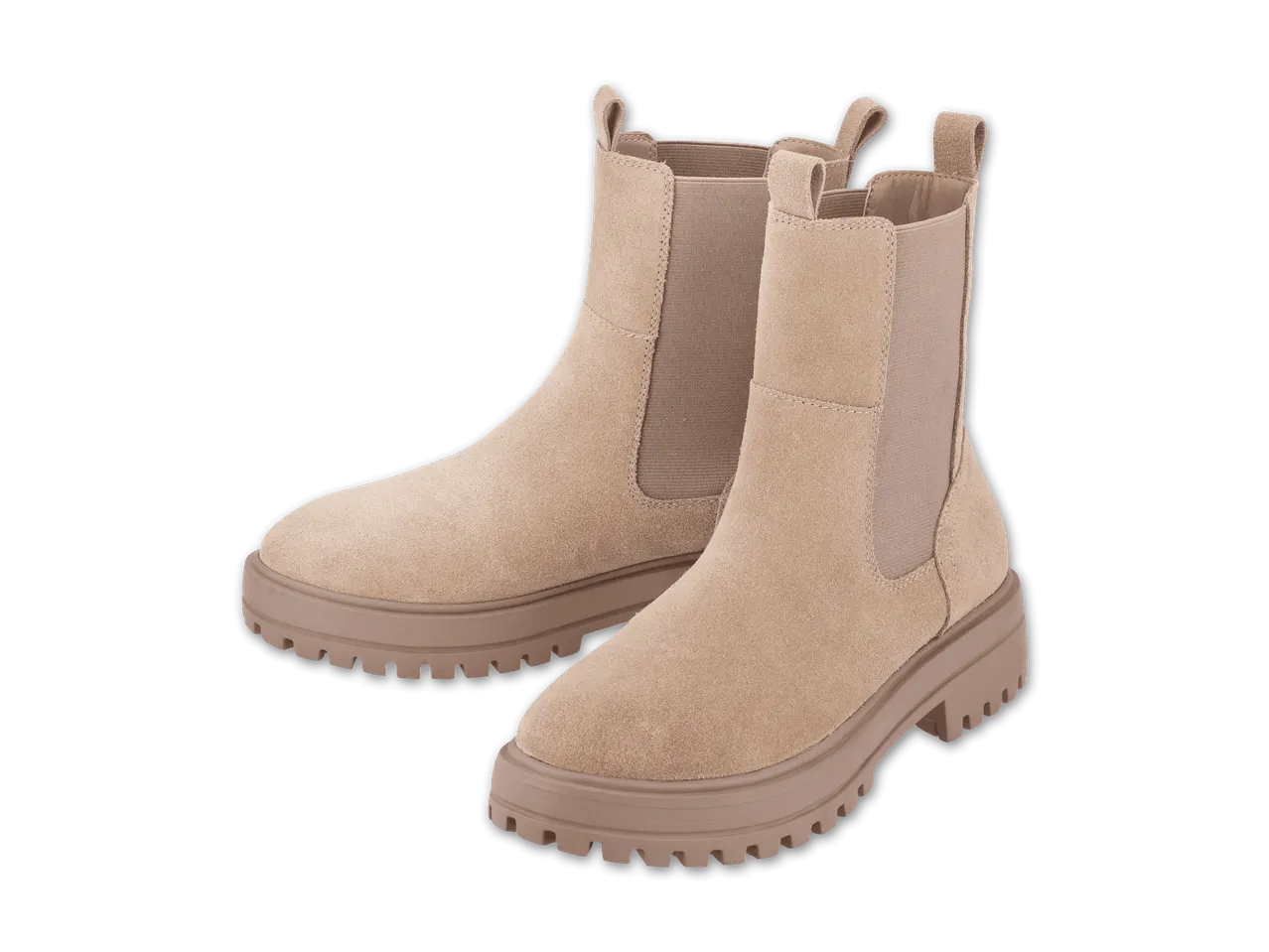 Beige Chelsea-Boots aus Wildleder mit dicker Sohle