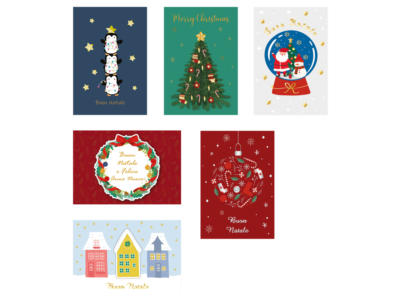 Set biglietti di auguri natalizi, 6 pezzi