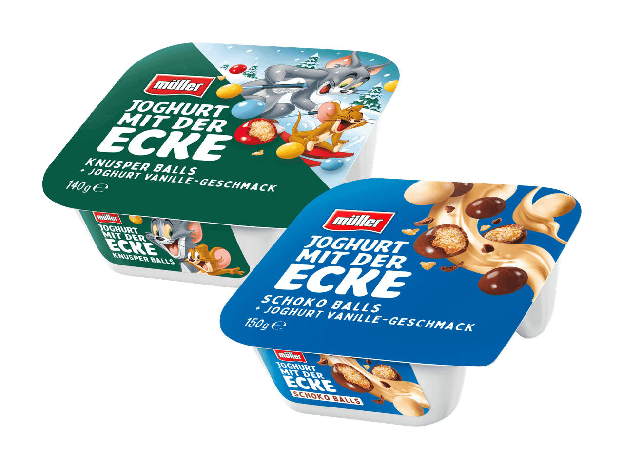 Müller Joghurt mit der Ecke: Knusper Balls (Tom & Jerry) und Schoko Balls