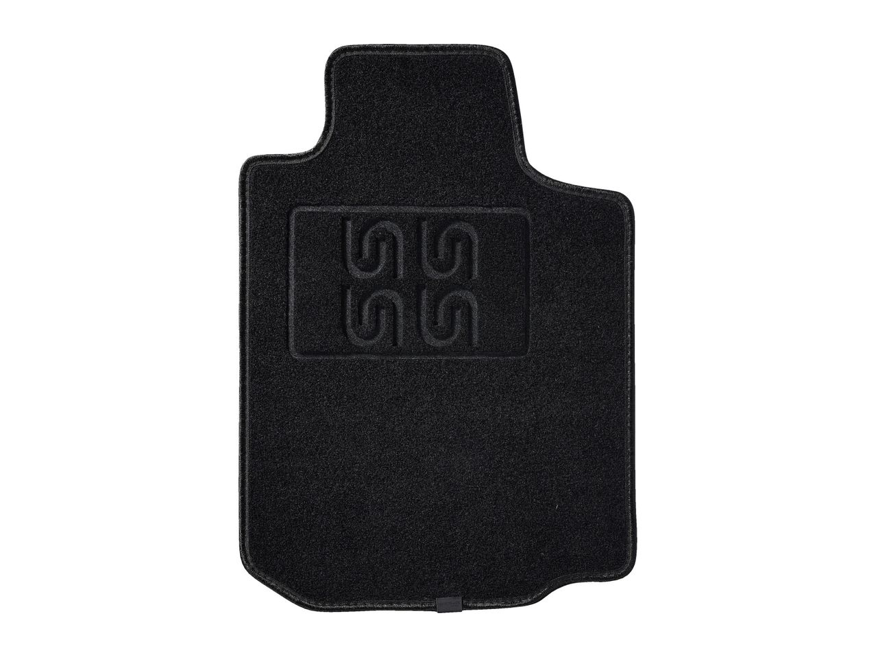 Black car floor mat with textured design.