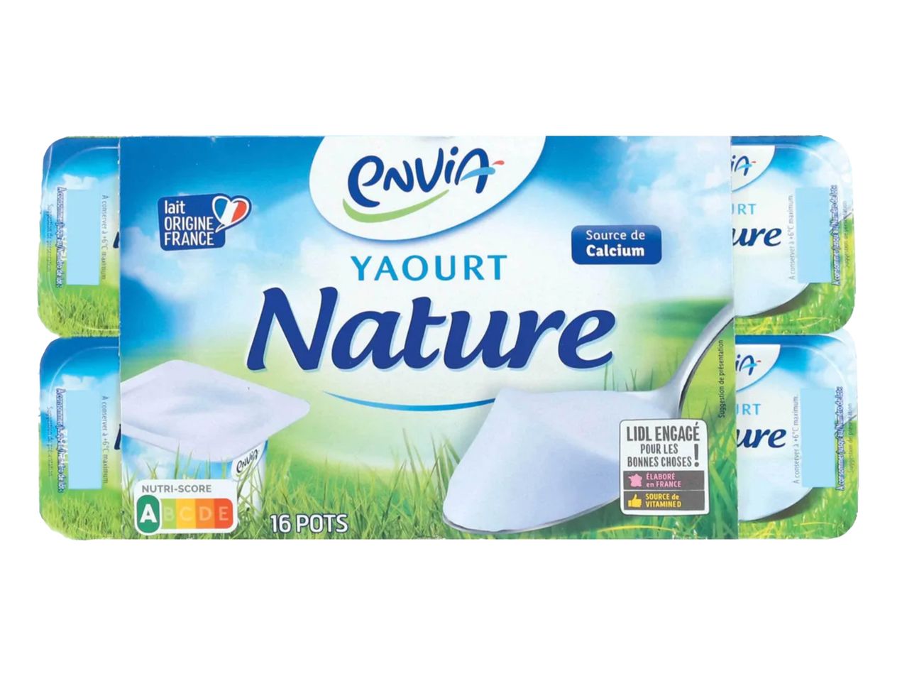 Yaourts Envia Nature, 16 pots.