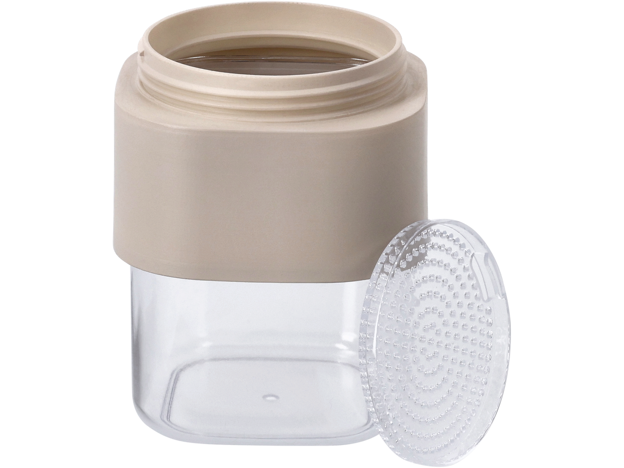 Silvercrest maisto laikymo indelių rinkinys su skaidriu pagrindu ir smėlio spalvos viršumi.