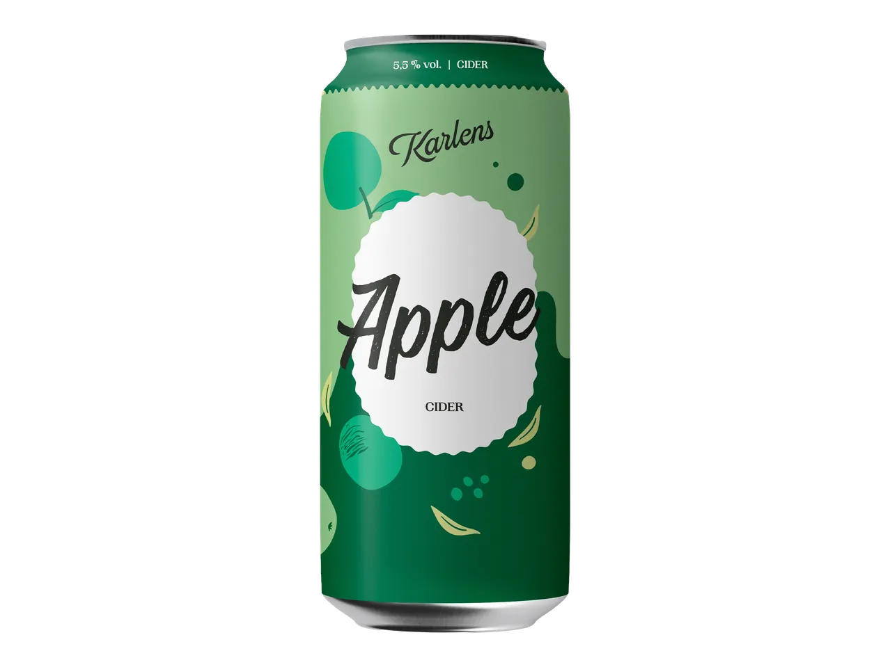 Vihreä tölkki omenasiideriä, jossa lukee Apple Cider.