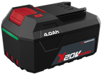 Черна батерия за електроинструменти с червени акценти, 4.0Ah и надпис X20V TEAM.