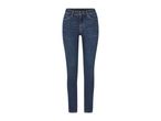 Dark blue skinny jeans on a white background