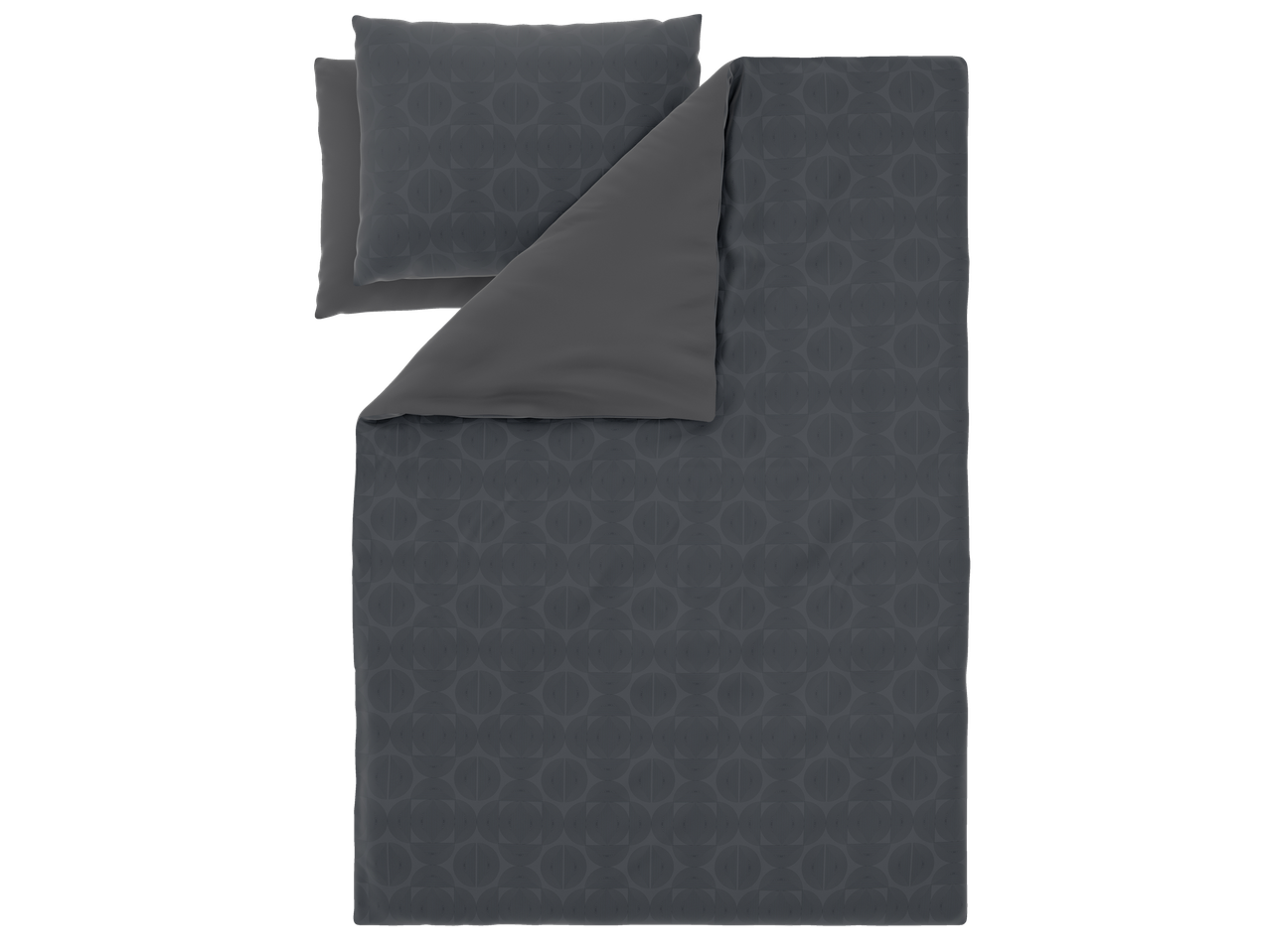 LIVARNO home Microfibre Sateen Duvet Cover Set in dark gray with a geometric pattern