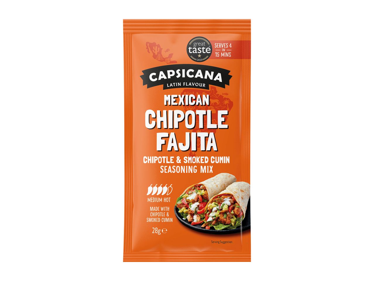 Capsicum Mexican Chipotle Fajita seasoning packet.
