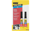 UHU Super Power Gel cola instantânea, 2x2g, reposicionável e extremamente forte.