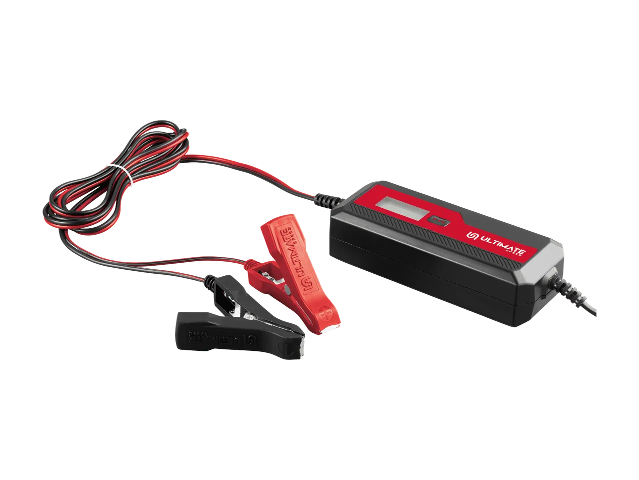 Ultimate Speed -akkulaturi, jossa on punaiset ja mustat hauenleuat.