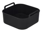 Black silicone air fryer liner with handles
