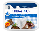 Eridanous feta PDO kaas in pekel, gerijpt in houten vaten.