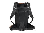 Black and orange hiking backpack with padded back and shoulder straps