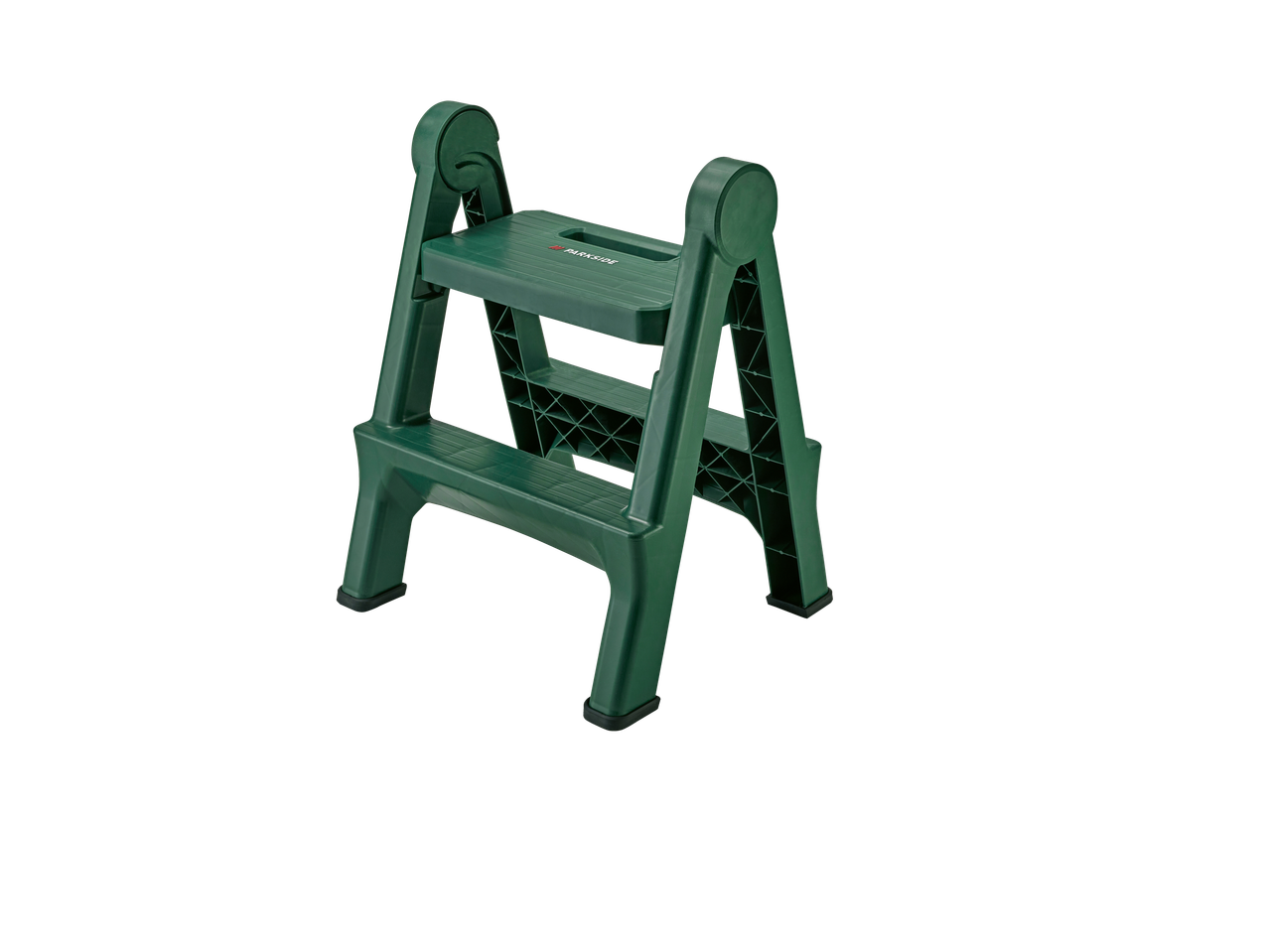 PARKSIDE folding stepladder in dark green plastic.
