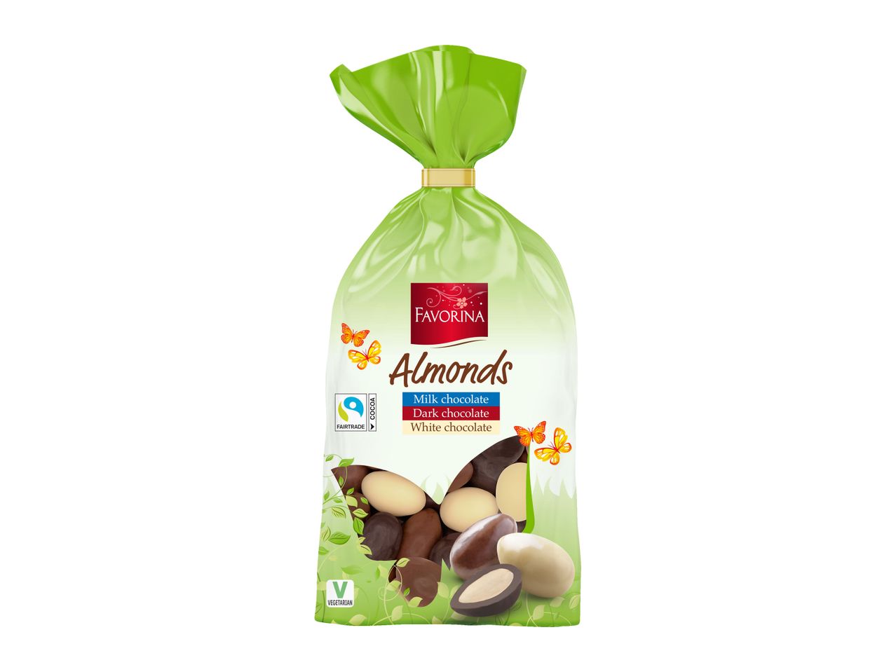 Go to full screen view: Favorina Almonds Milk, Dark & White Chocolate - Image 1