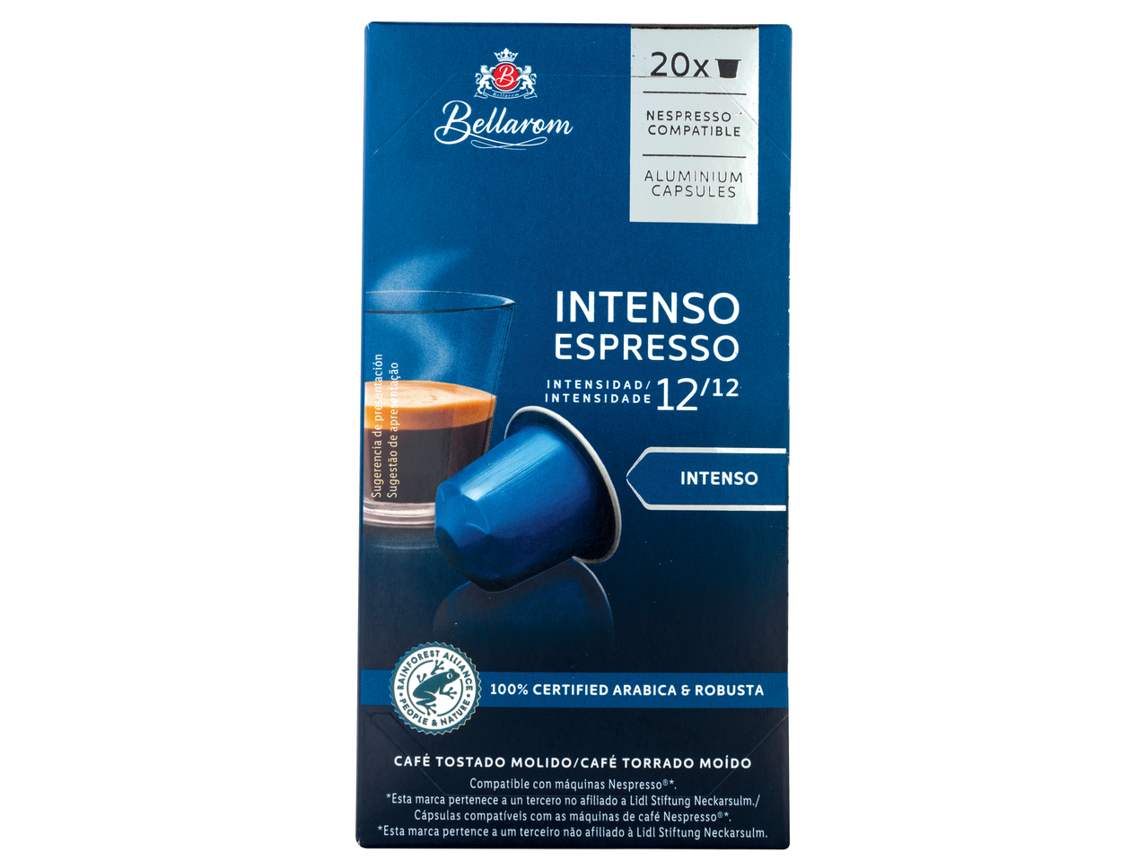 Bellarom Intenso Espresso: 20 cápsulas compatíveis com Nespresso.