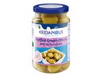 Un bocal de Kalamata olives vertes en saumure de Kridianos.